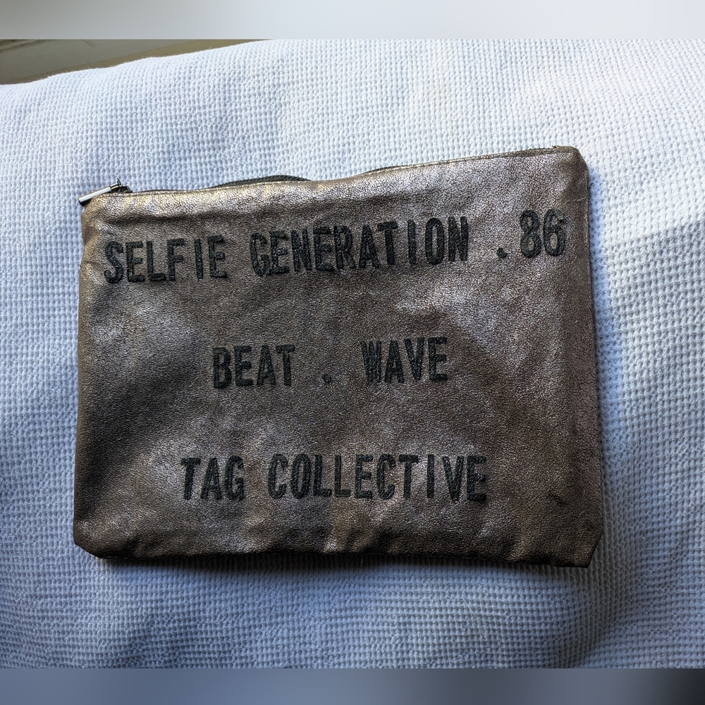 Zara Metallic Bronze Clutch/Makeup Bag. W 12.5 in X L 9 in